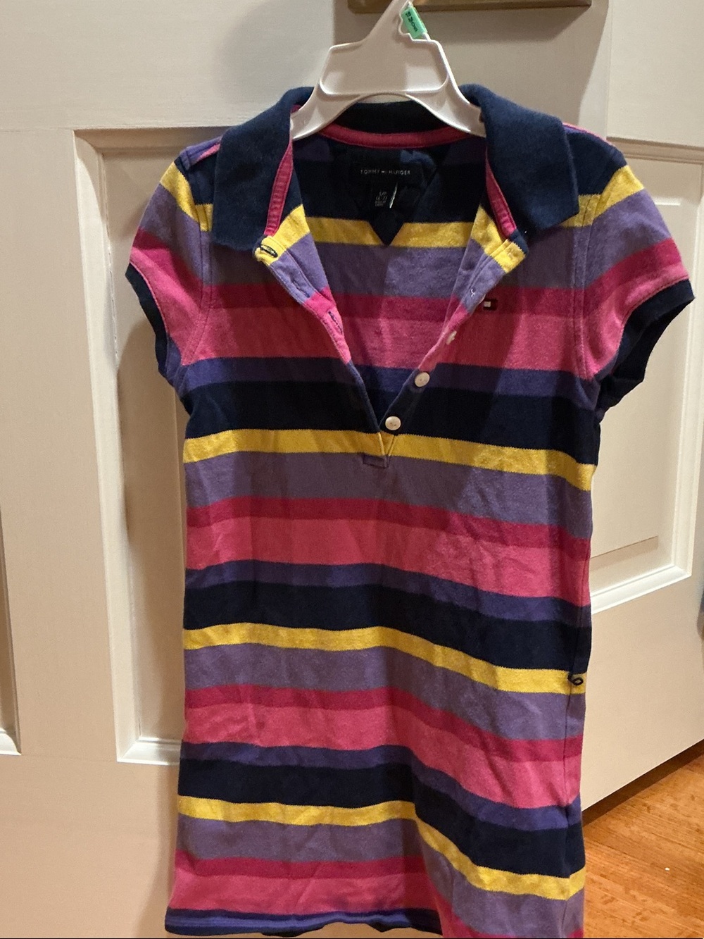 Tommy Hilfiger Girls' Navy, Pink, Yellow & Purple Striped Polo Dress